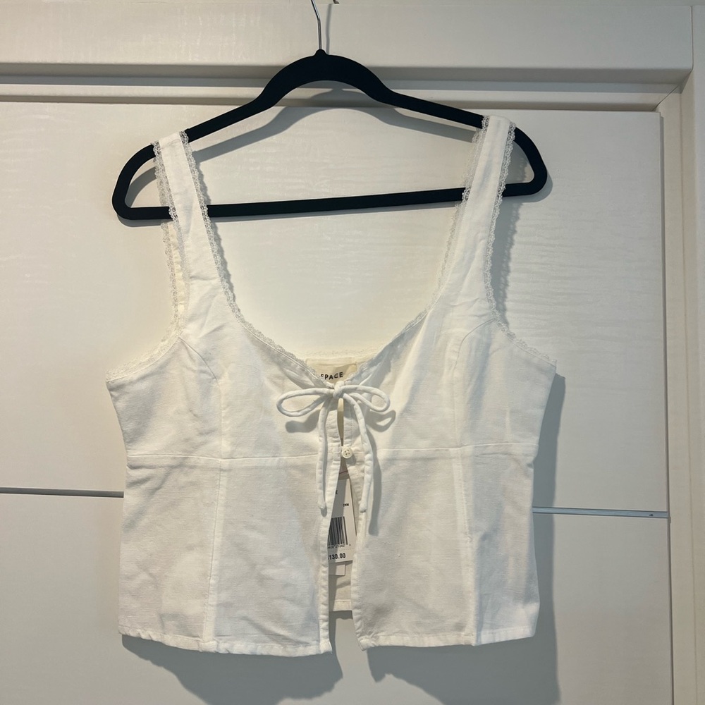 White Lace-Up Women’s Top